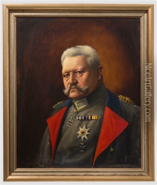 Ernst Zimmer (1864 - 1924) - Generalfeldmarschall Paul Von Hindenburg Oil Painting - Ernst Zimmer