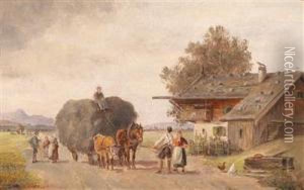 Begegnung Auf Der Landstrase Oil Painting - Ludwig Muller-Cornelius
