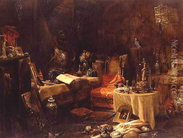 The Antiquary's Cell Oil Painting - Edward William Cooke