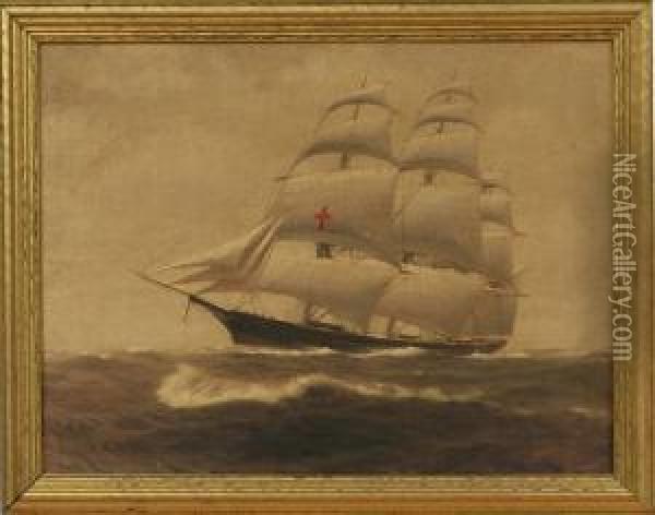 Three-masted Ship Oil Painting - Frederick Porter Vinton