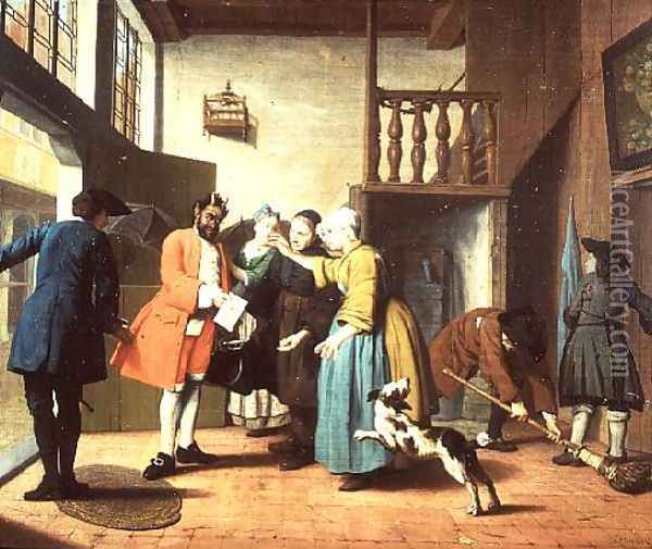 The Doctors Visits A Dutch Proverb The Doctor is Depicted as the Devil When Returning to the House to Present his Bill Oil Painting - Jan Josef, the Elder Horemans