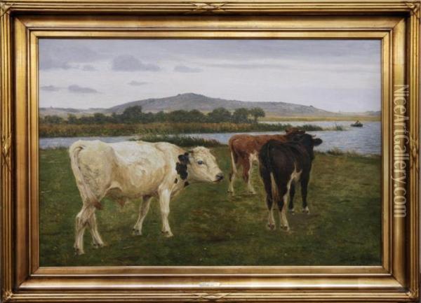 Paesaggio Con Mucche Oil Painting - Poul Steffensen
