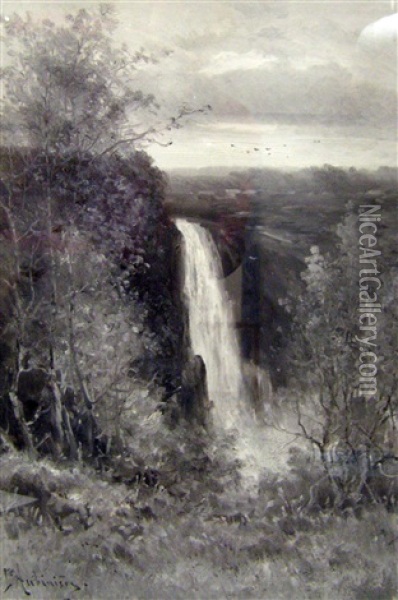 Montgomery Falls, Near Quebec Oil Painting - Georgina M. de l' Aubiniere