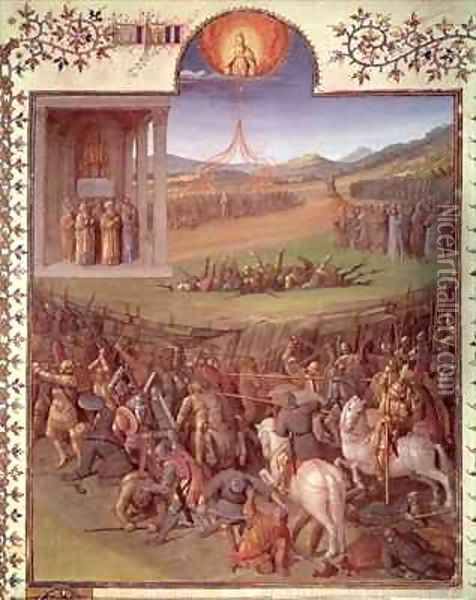 Battle of the Hebrews against the Canaanites Oil Painting - Jean Fouquet