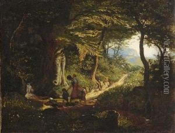 Waldlandschaft. Oil Painting - Albert Franz Venus