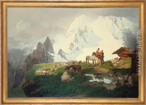 La Posta Dei Muli Oil Painting - Giuseppe Camino