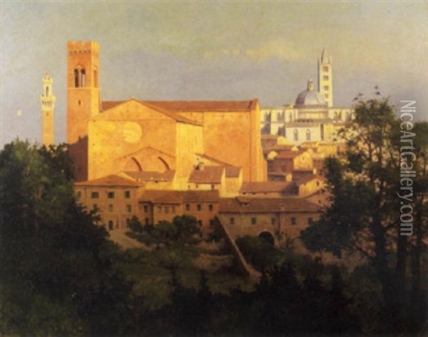 Veduta Di Siena, 1941 Oil Painting - Bruno Croatto