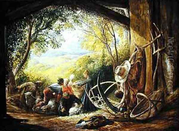 The Shearers, 1833-34 Oil Painting - Samuel Palmer