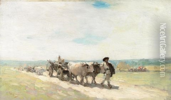 The Bull Cart Oil Painting - Nicolae Grigorescu