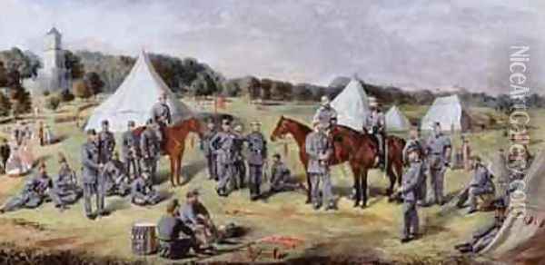 The 1st Administrative Batallion of the Norfolk Volunteers at Gunton Park 1864 Oil Painting - Claude Lorraine R.W Nursey
