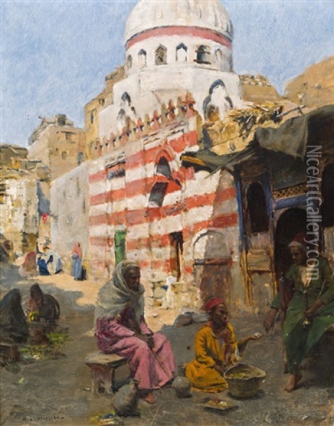 Orientalische Strasenszene Oil Painting - Leopold Alphons Mielich