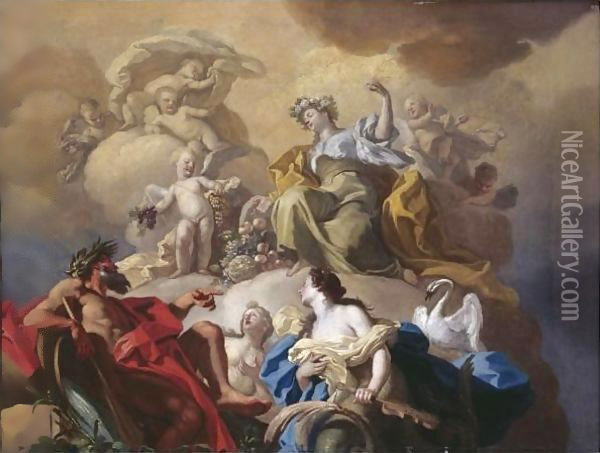 An Allegory Of Ceres And The River Sebeto Oil Painting - Francesco de Mura