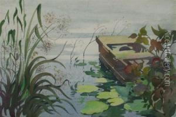 The Abandoned Punt Oil Painting - James Gray