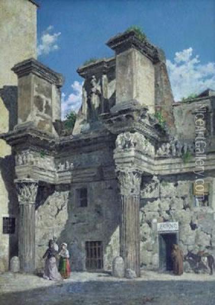 Portico D'ottavia Oil Painting - Cesare Caroselli