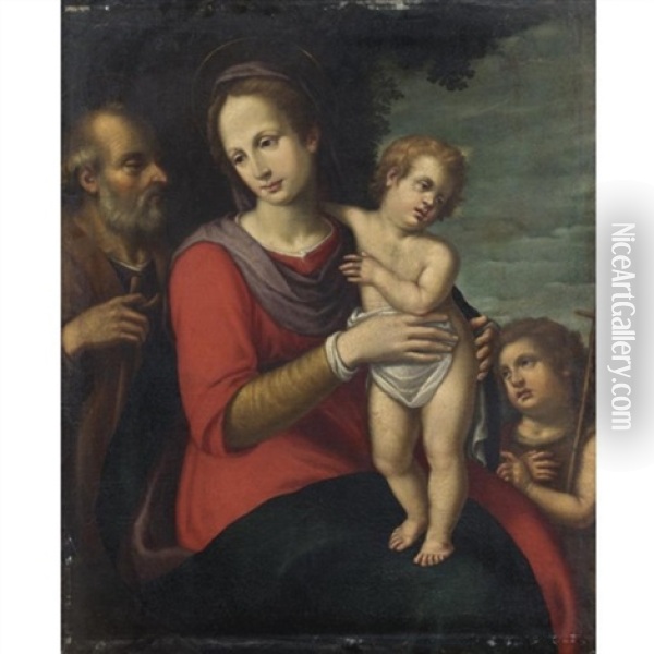 Sacra Famiglia Con San Giovanni Oil Painting - Giovanni Battista Ramenghi