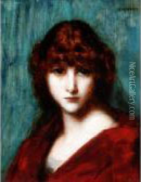 Head Of A Girl Oil Painting - Jean-Jacques Henner