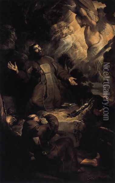 The Stigmatization of St Francis c. 1616 Oil Painting - Peter Paul Rubens