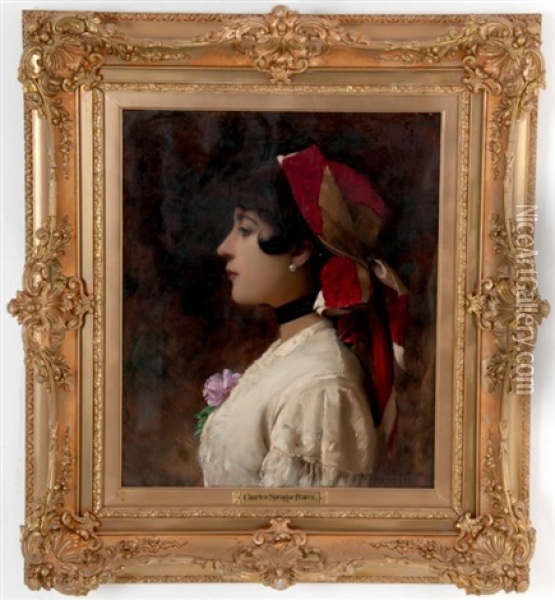 Portrait Of A Girl With Scarf (spanish Girl) Oil Painting - Charles Sprague Pearce