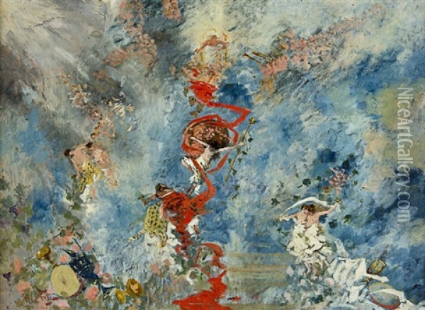 The Ascension Oil Painting - Girolamo Pieri Ballati Nerli