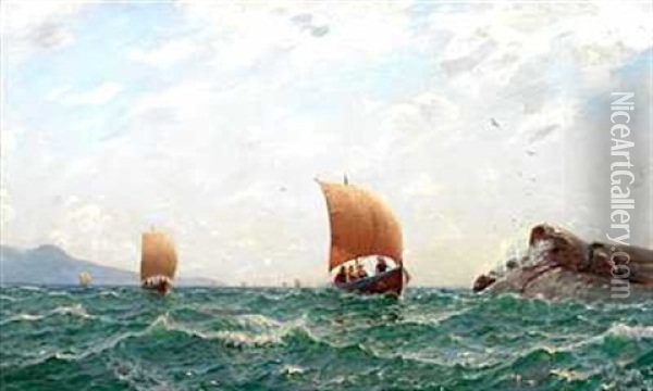 I Fjordgapet Oil Painting - Hans Dahl
