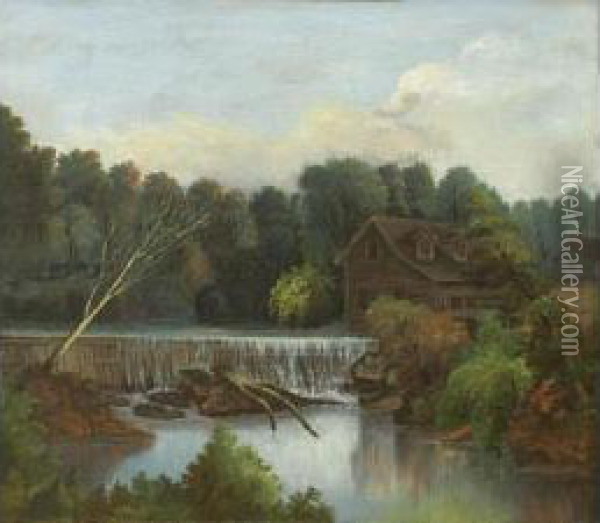 Chouteau's Pond Oil Painting - Joseph Rusling Meeker