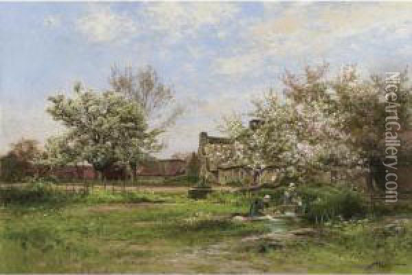 Laundresses In Spring Oil Painting - Albert Gabriel Rigolot