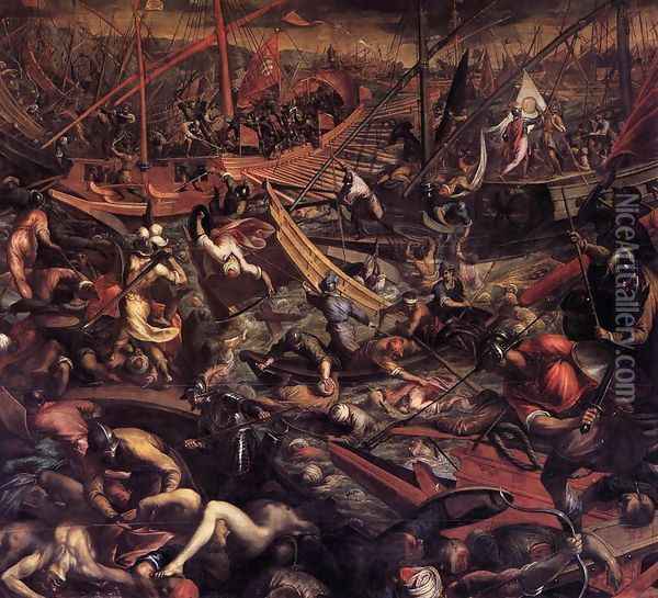 Naval Victory of the Venetians at Jaffa 1590s Oil Painting - Sante Peranda