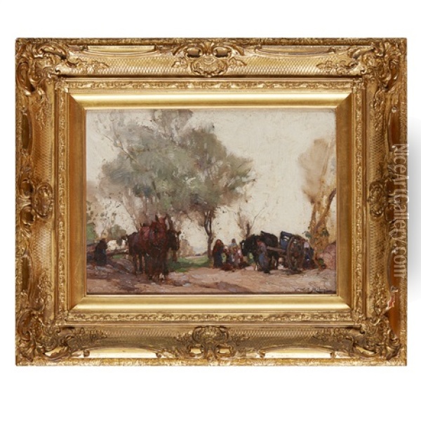 Travelling By Horse And Cart Oil Painting - William Watt Milne