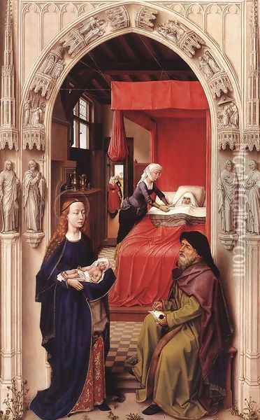 St John the Baptist altarpiece - left panel Oil Painting - Rogier van der Weyden