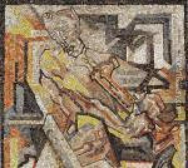 Wereldlijke Muziek; Profane Music Mosaic Oil Painting - Johann Thorn Prikker