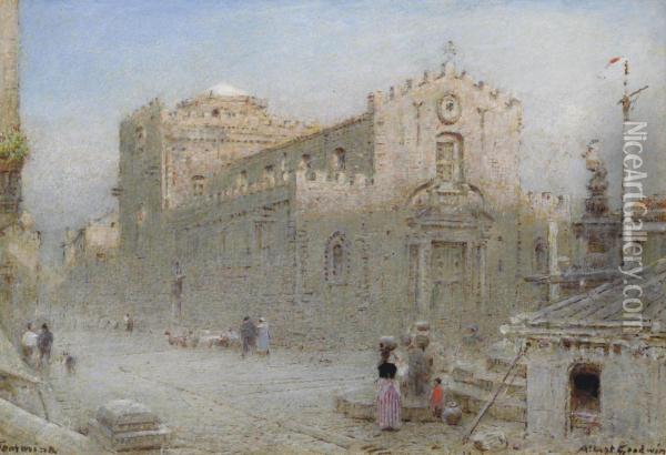Taormina, Sicily Oil Painting - Albert Goodwin