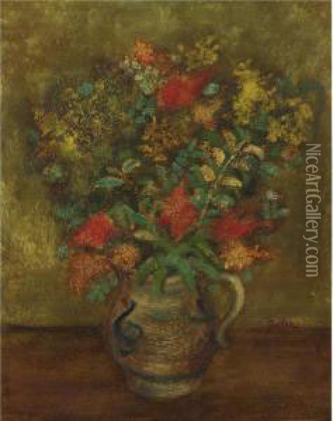 Blumen (flowers) Oil Painting - Jankel Adler