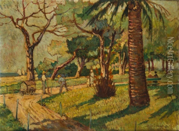 Al Parco Oil Painting - Ulvi Liegi (Luigi Levi)