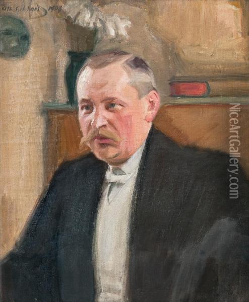 Portrait Of Oskari Merikanto Oil Painting - Albert Gebhard