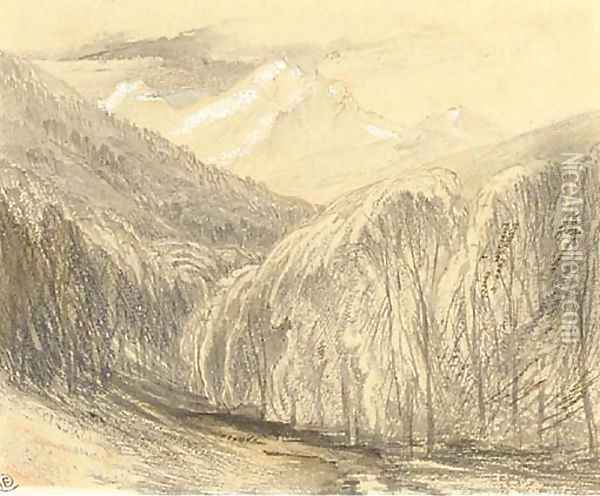 The Pass of Monte D'Oro, Corsica Oil Painting - Edward Lear