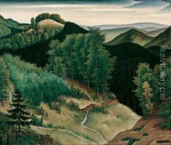 Einsamer Wald Im Harz Oil Painting - Josef Mangold