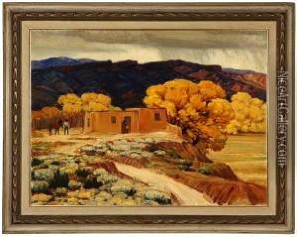 Santa Fe, Nm Oil Painting - Carlos Vierra