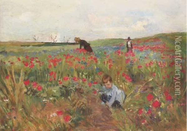 Cueillette De Fleurs Au Champ Oil Painting - Mary Cassatt