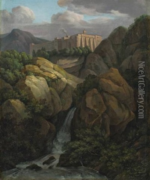 Das Kloster Santa Scholastica Bei Subiaco Oil Painting - Jacob Wilhelm Mechau