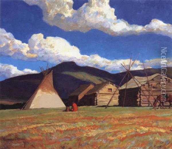 Home Of The Half Breed Oil Painting - Maynard Dixon