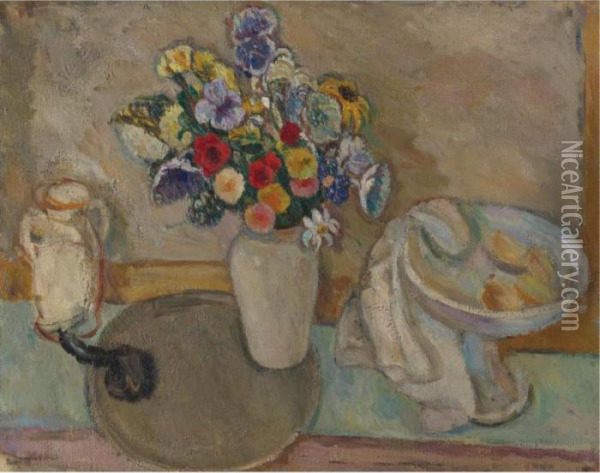 Still Life With Flowers Oil Painting - Abraham Manievich