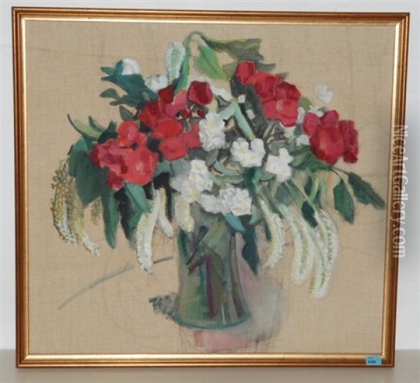 Blumenstrauss In Glasvase Oil Painting - Juliet Brown