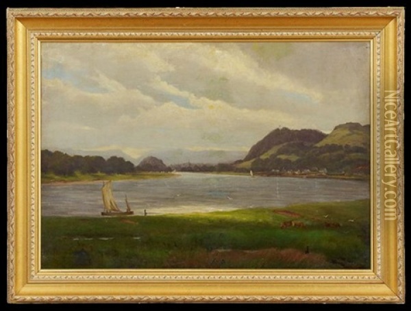 The River Clyde At Bowling, Scotland Oil Painting - John Gray