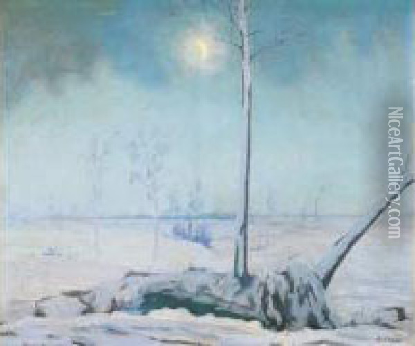 Sneeuwlandschap Oil Painting - Jef De Pauw