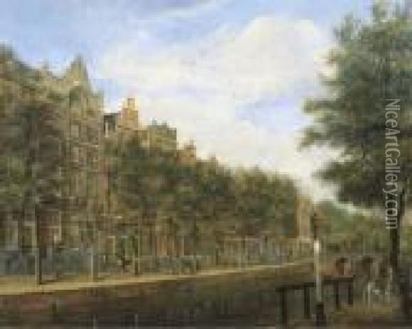 The Herengracht, Amsterdam, Looking Towards The Hartenstraat Oil Painting - Jan Ten Compe or Kompe