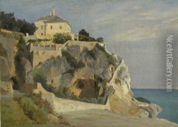 Villa Auf Einem Felsen Uber Der Meereskuste Oil Painting - Edmund Kanoldt