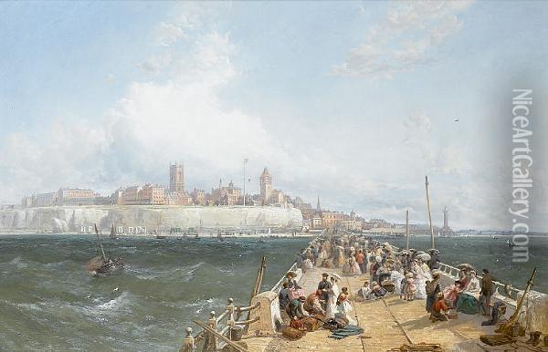 A View Of Margate From The Pier Oil Painting - James Webb