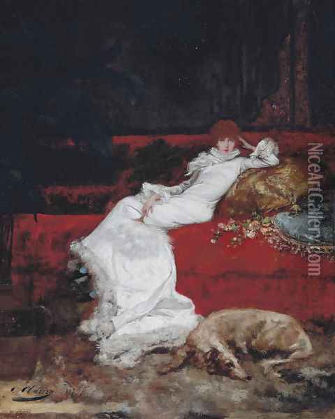 Portrait of Sarah Bernhardt Oil Painting - Georges Jules Victor Clairin