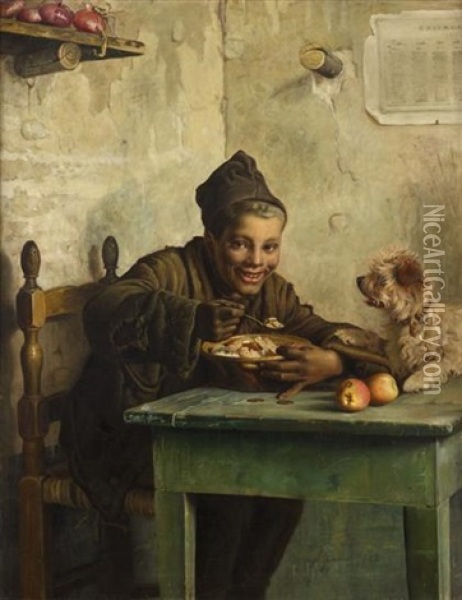 The Chimney Sweep's Lunch Oil Painting - Aurelio Zingoni