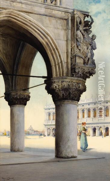 Detail Of Doge's Palace, Venice Oil Painting - Reginald Barratt